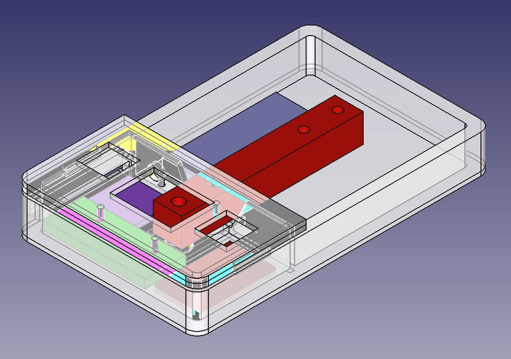 Screenshot from FreeCAD illustrating the progress made on the casing.